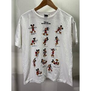 Zara Disney Mickey Mouse Graphic T-Shirt White Mens Large Exercise Poses Cotton